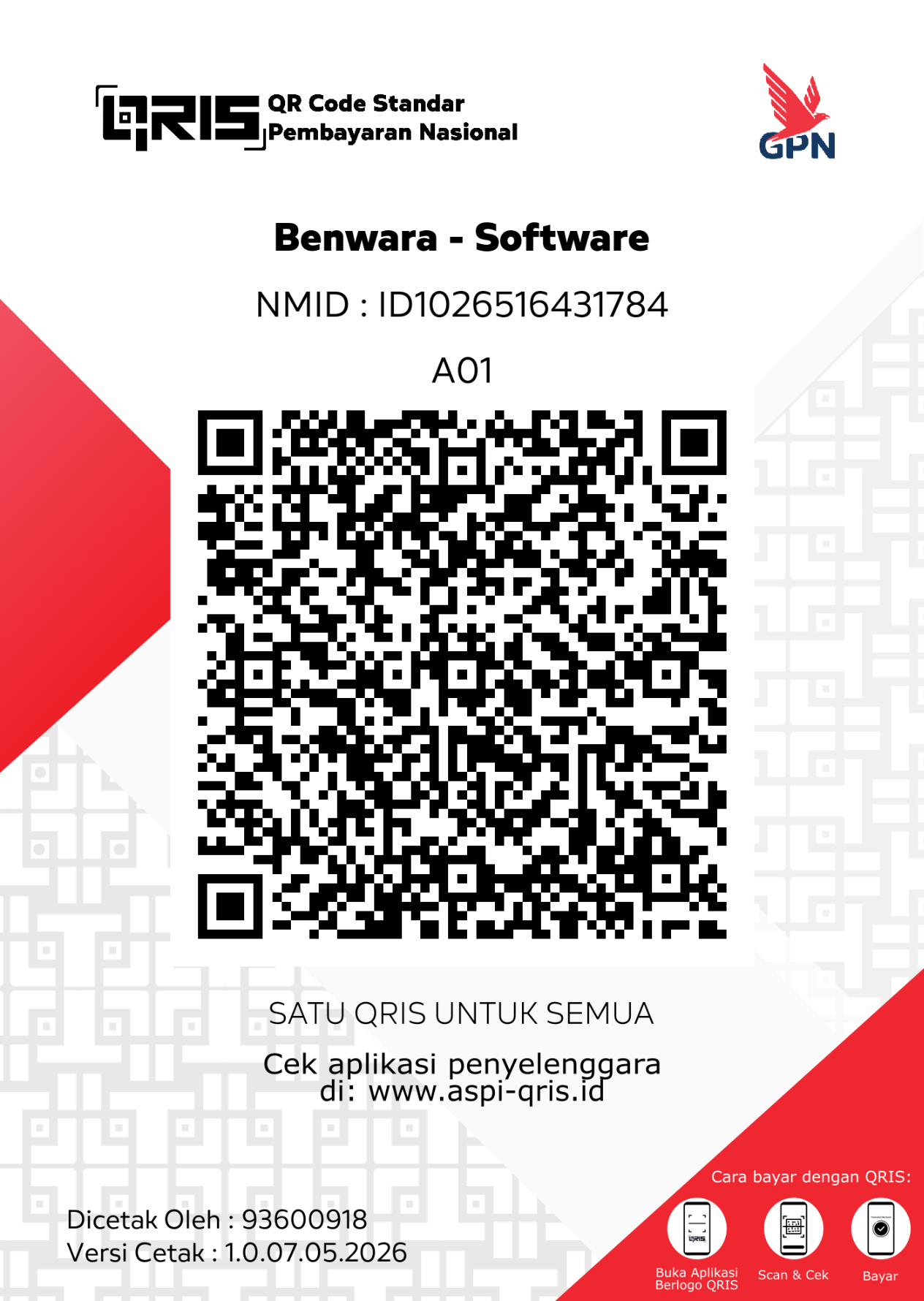 QRIS code, scan with any Indonesian banking or e-wallet app